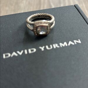 David Yurman Silver and Black Cushion Cut Ring